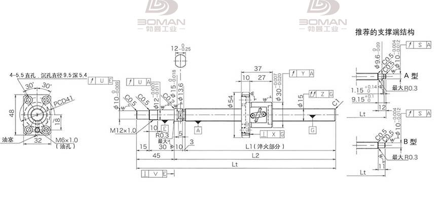KURODA GP1502DS-BAPR-0300B-C3F 黑田精工丝杆底座安装